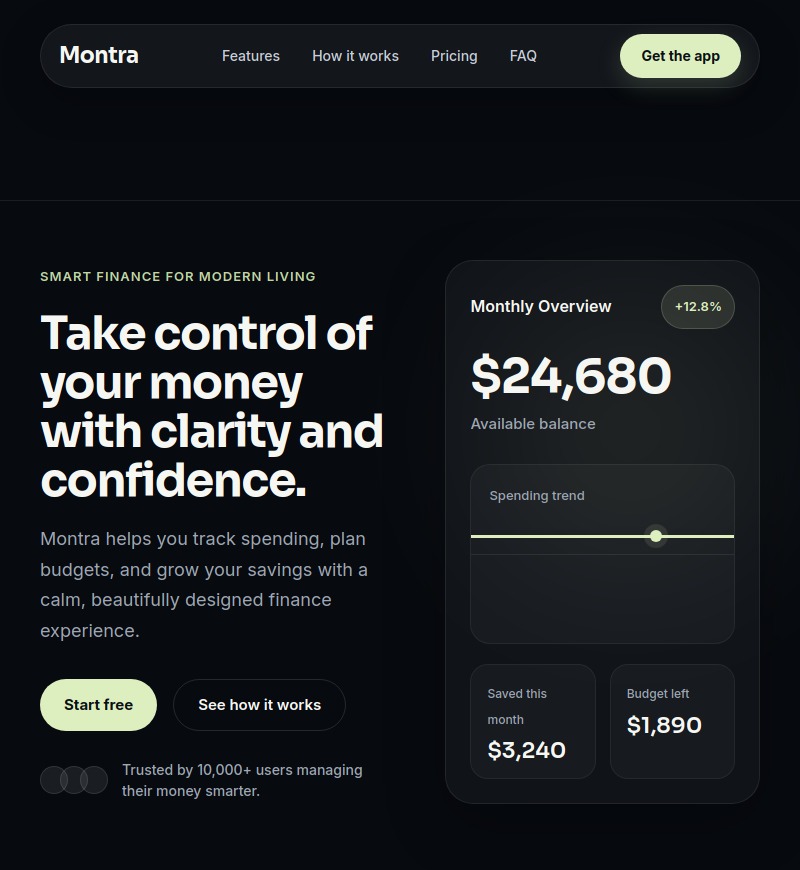 Montra Finance website screenshot